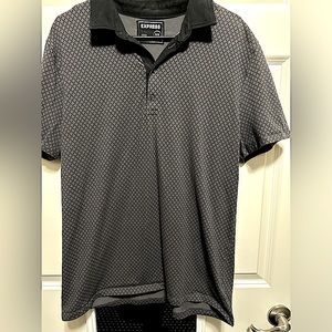 Express Men’s Black Checkered Polo